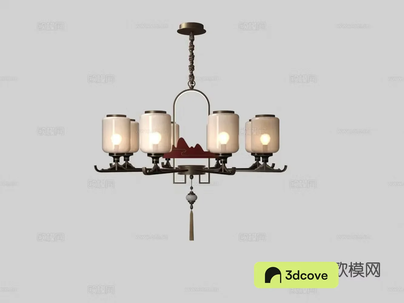 Chinese metal multi-head chandelier