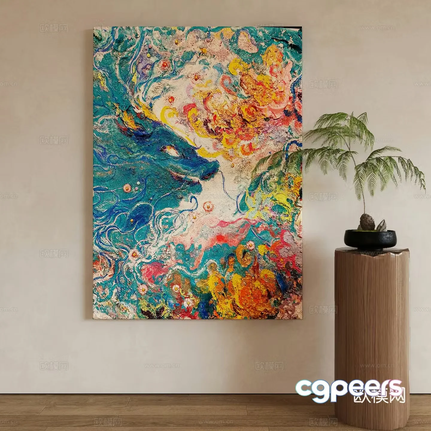 Modern Wasabi Hanging Painting Oil Painting 3D Model