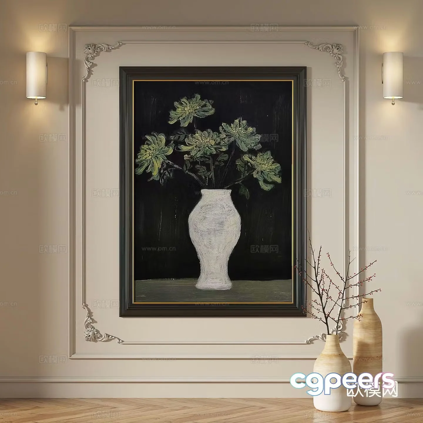 French hanging paintings retro oil paintings European murals classical decorative paintings abstract paintings decorative paintings 3D model