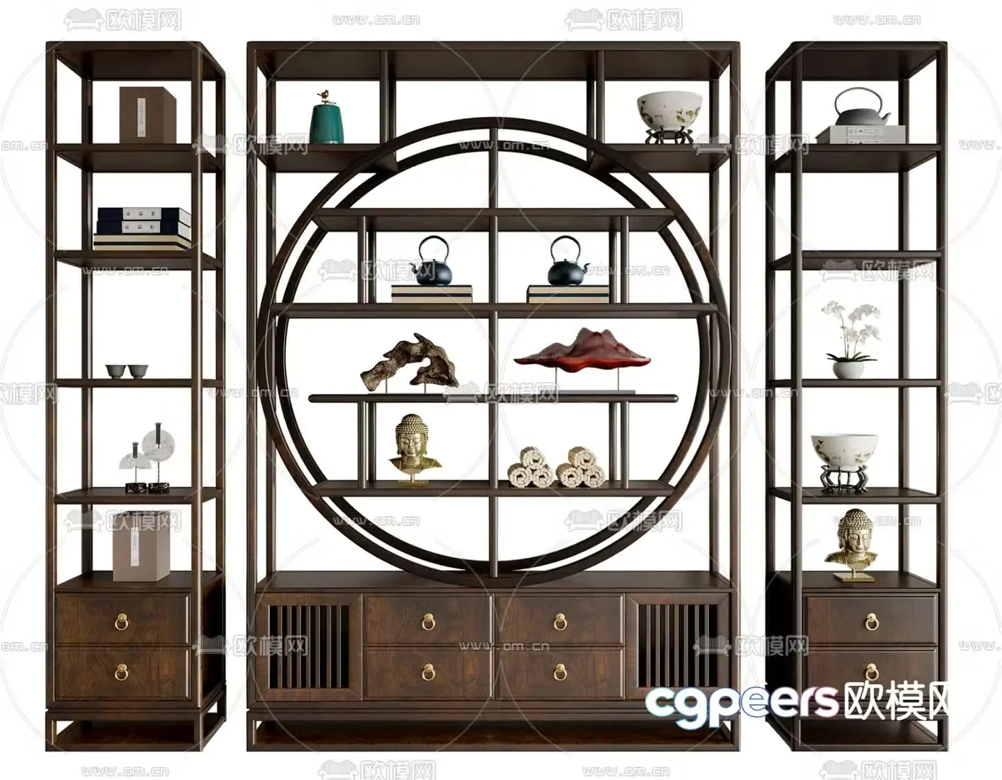 New Chinese style Bogu rack storage rack 3D model