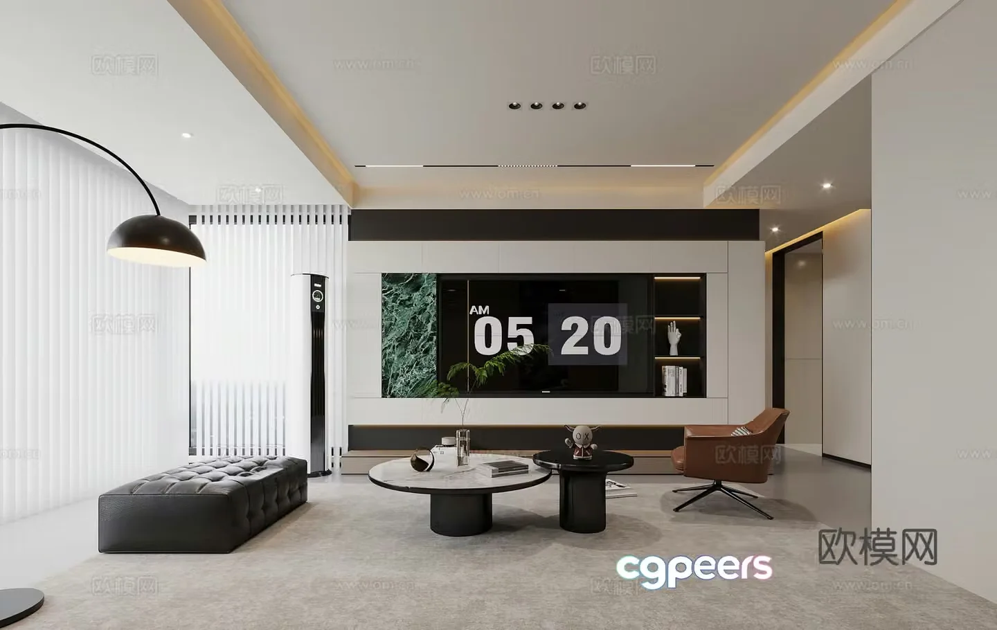 Modern light luxury living restaurant Modern light luxury restaurant Modern light luxury living room Creamy sideboard Light 3D model