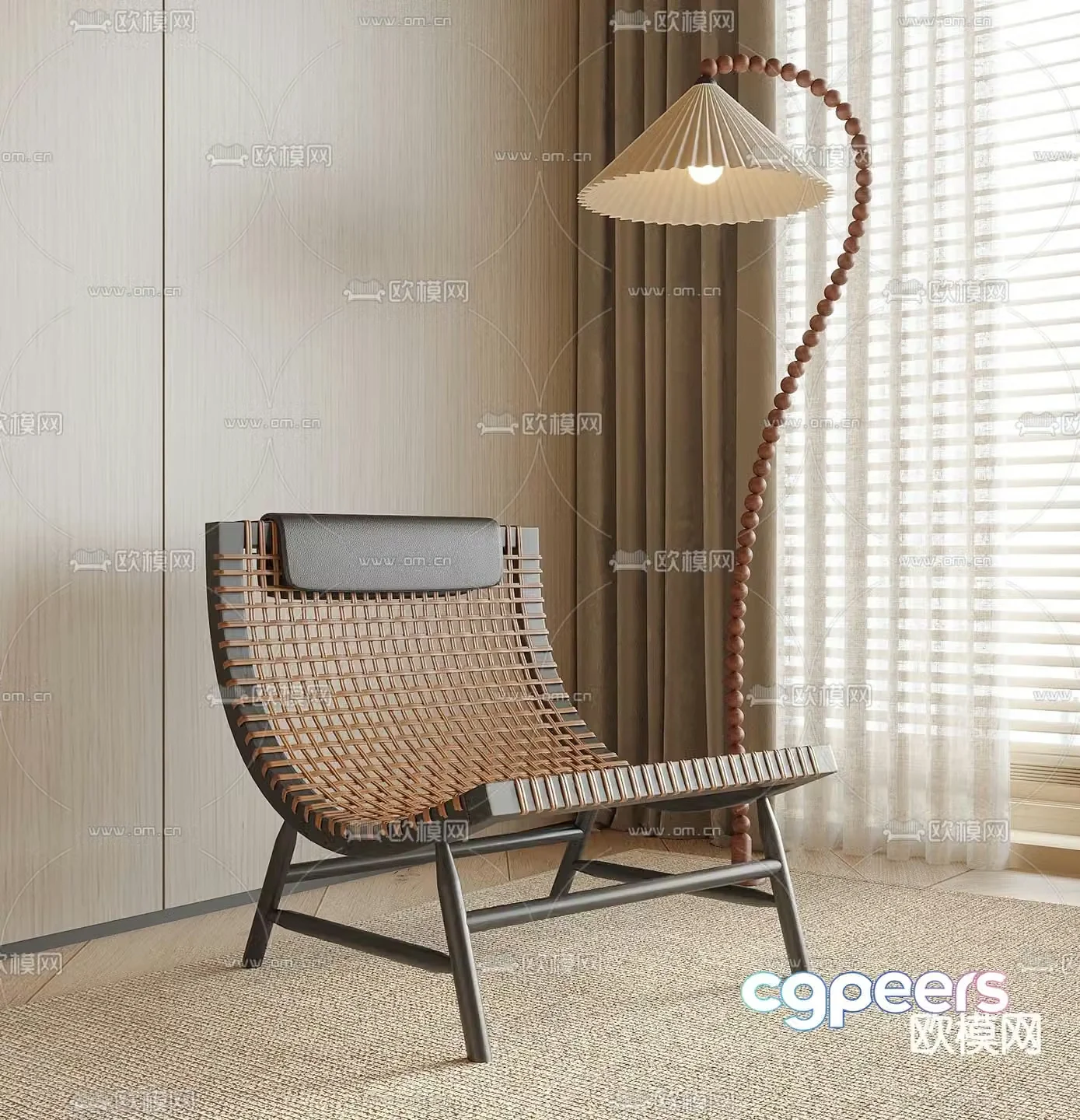 Modern rattan chair leisure chair chair 3d model