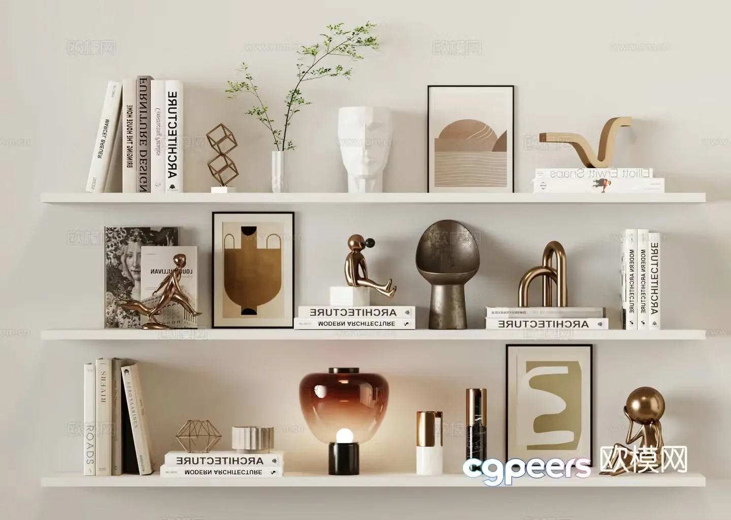 Modern books sculpture ornaments 3d model