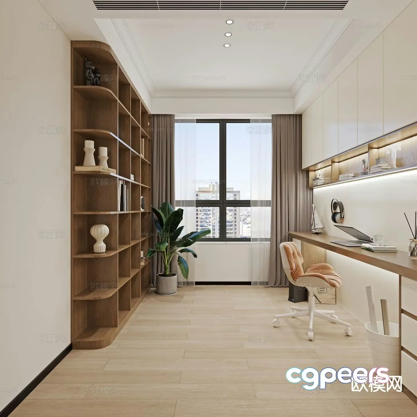 Modern study room 3d model