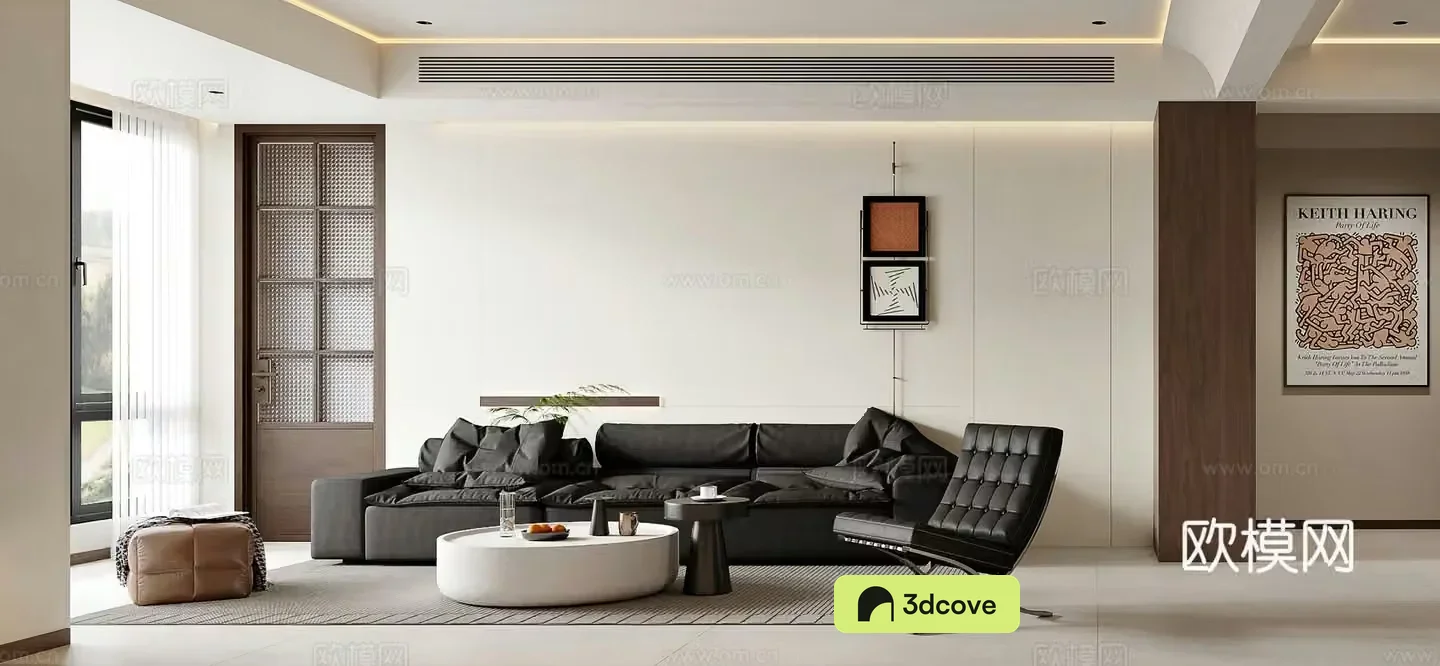 Modern living and dining room combination sofa leisure chair island dining table modern living room simple