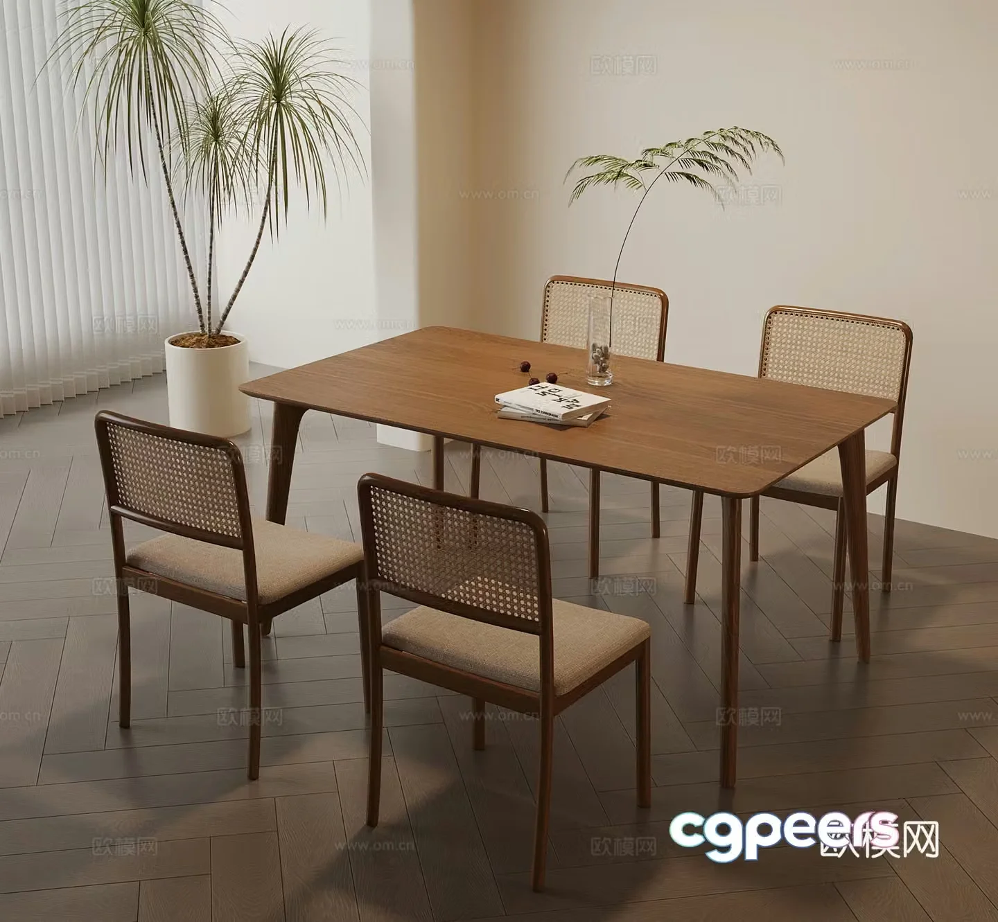 Modern Wasabi Dining Table Dining Chair 3D Model
