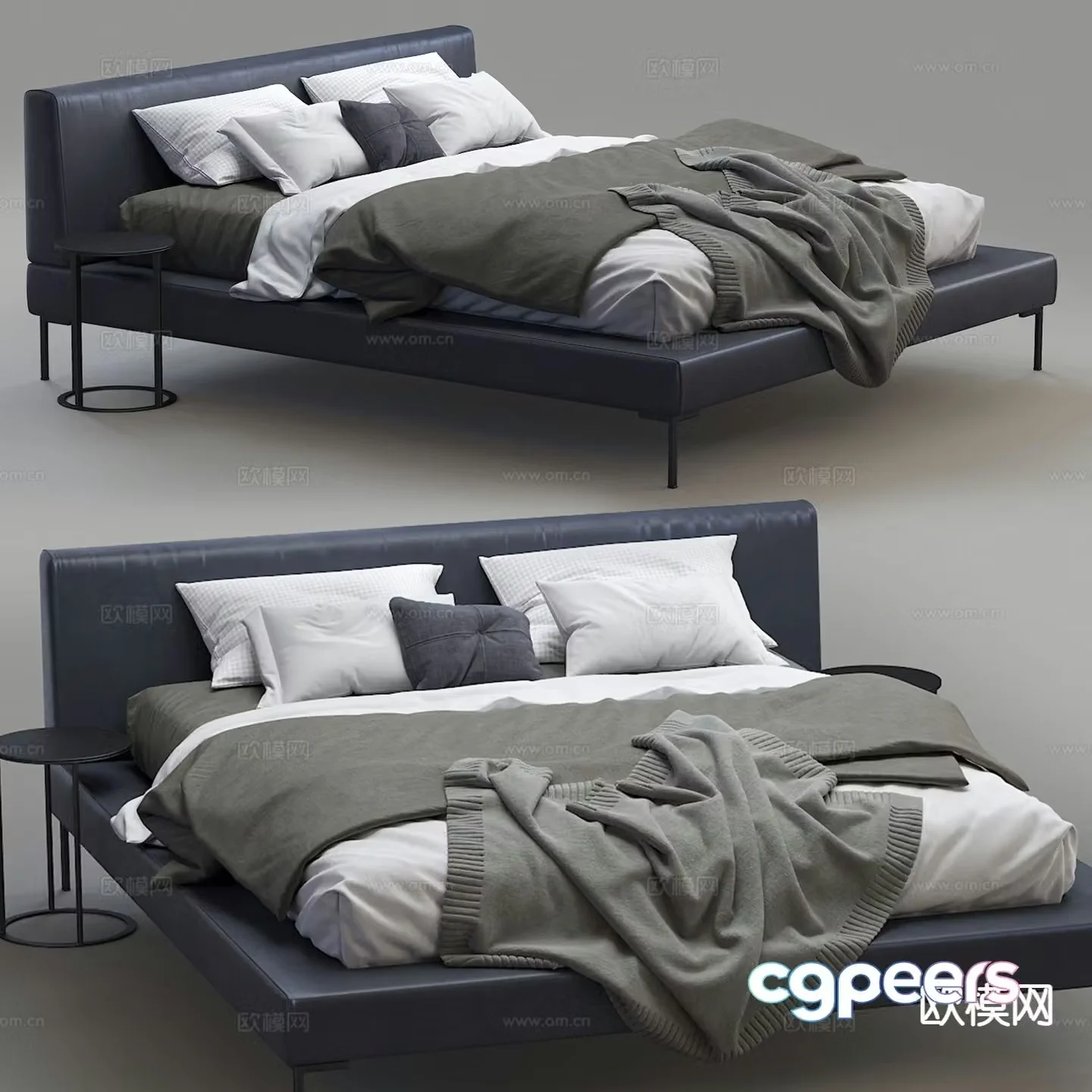 Modern double bed 3d model