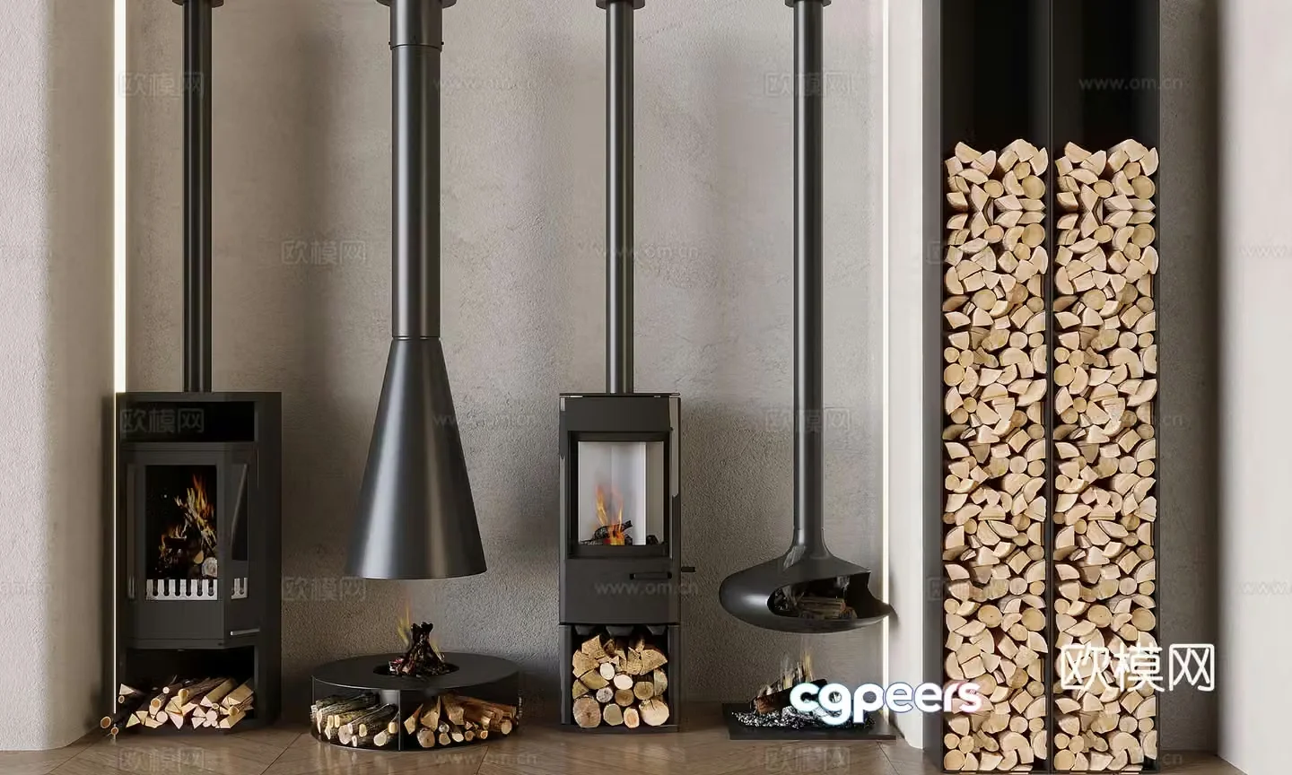 Modern hanging fireplace heating stove hanging wood burning stove 3d model