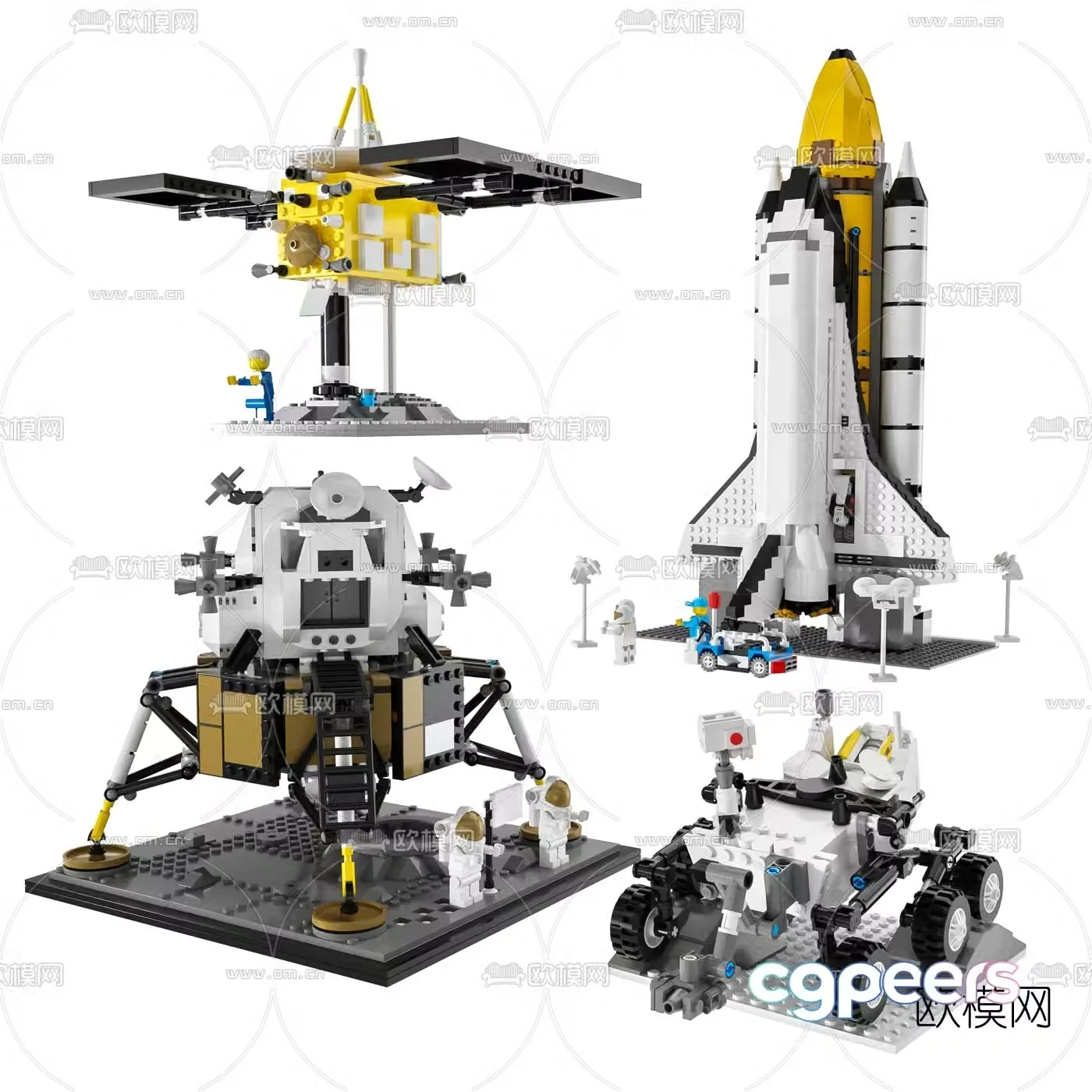 Modern lego space rocket toy 3d model
