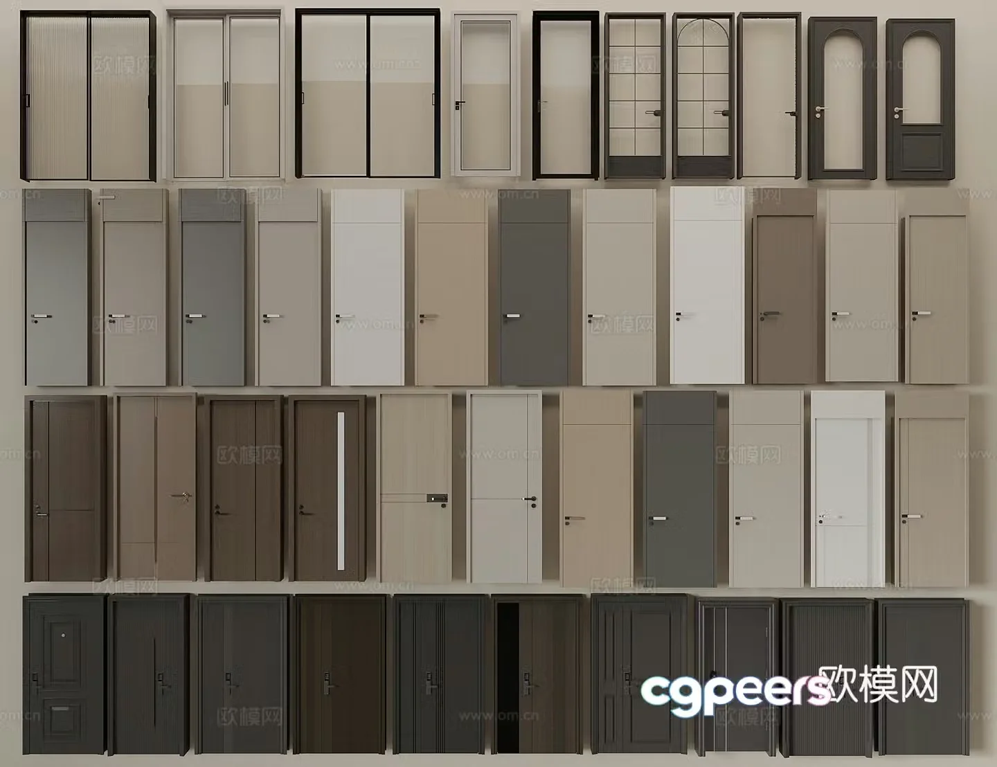 Modern bedroom door entrance door flat door double and double door top door 3d model