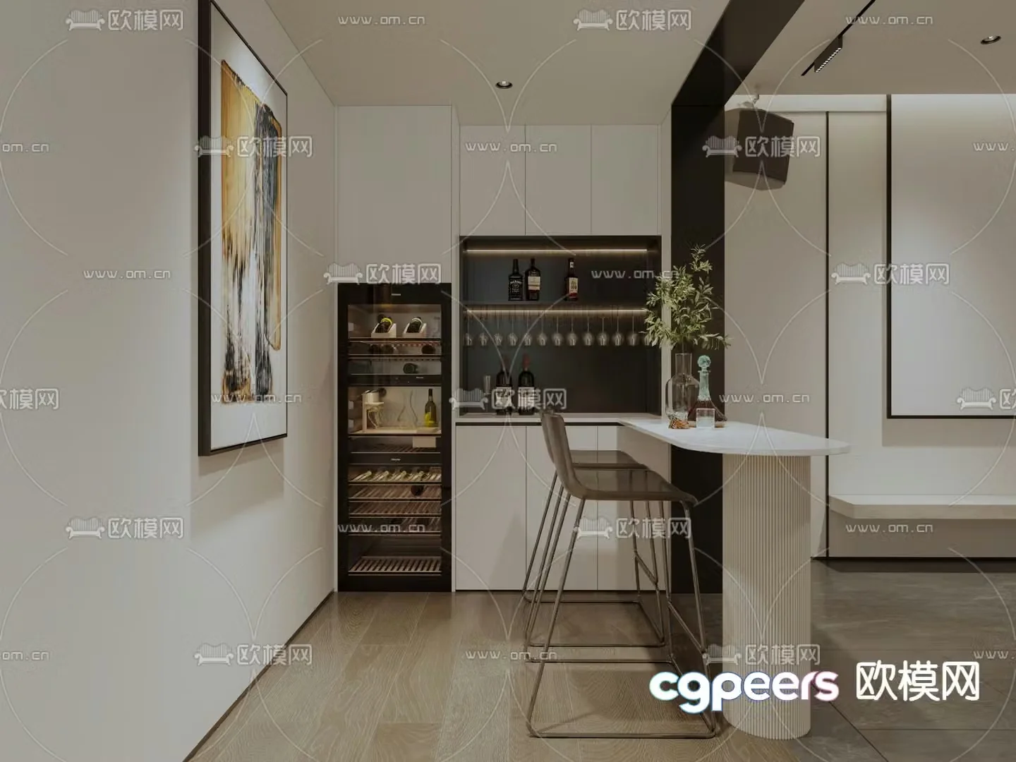 Modern bar wine cabinet 3d model