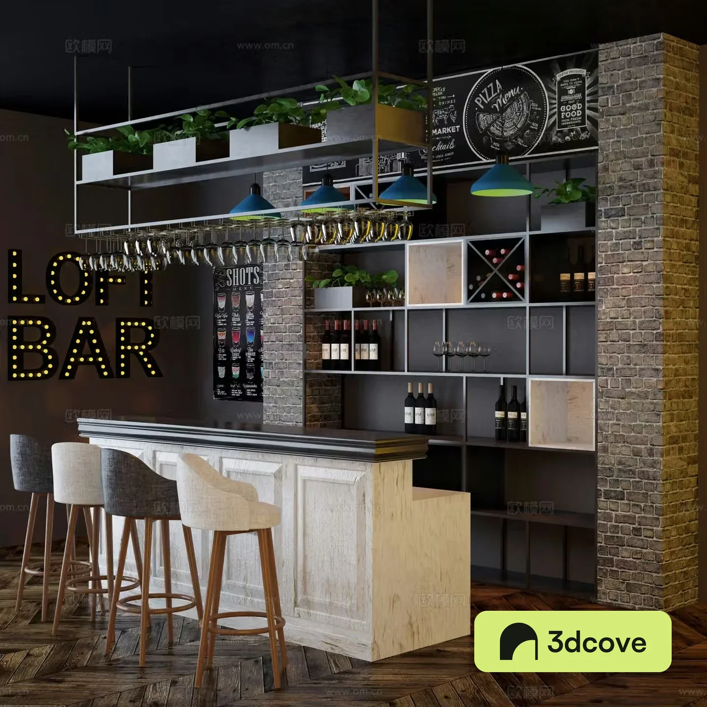 Industrial style coffee bar wine cabinet combination