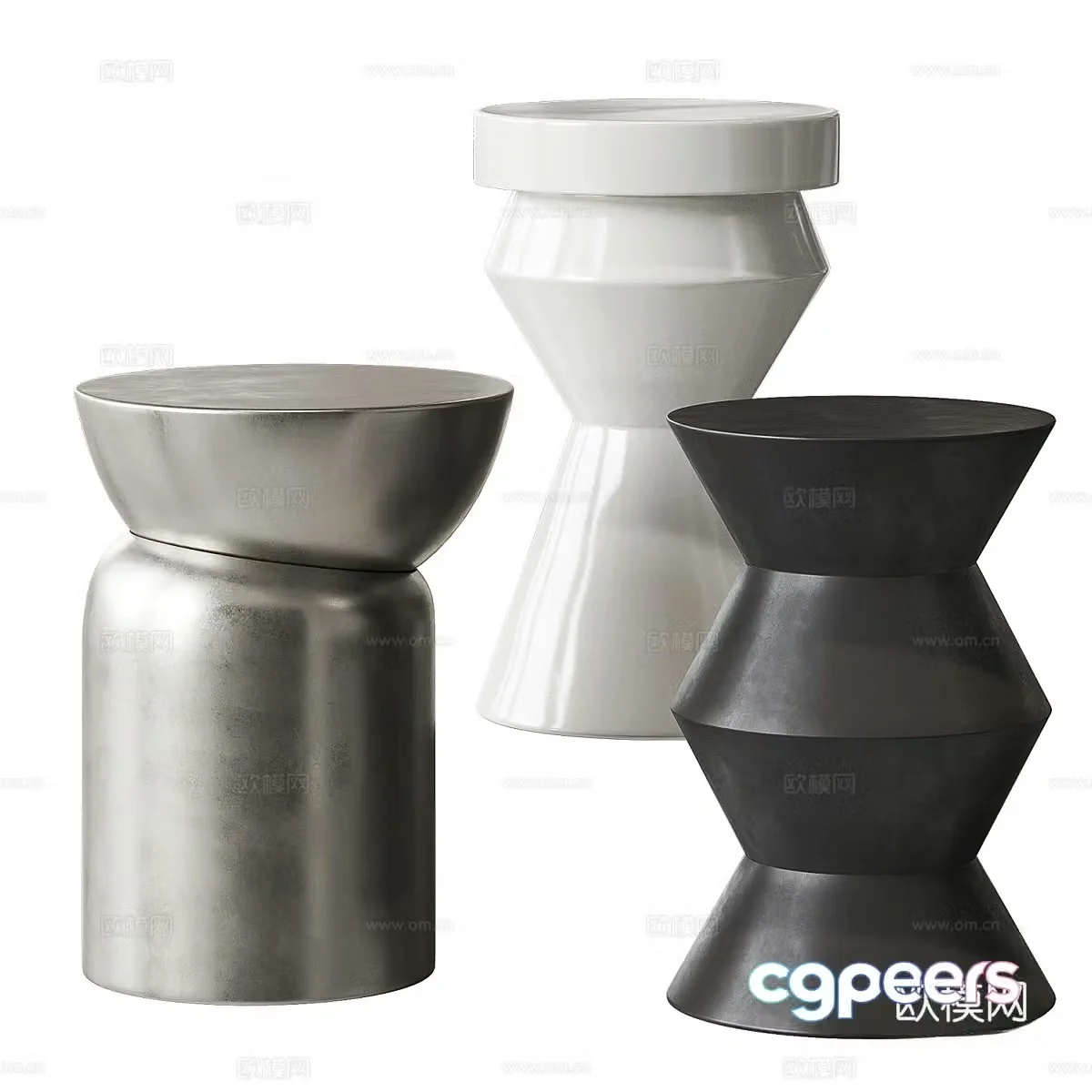 Modern corner table side table round table table table 3D model