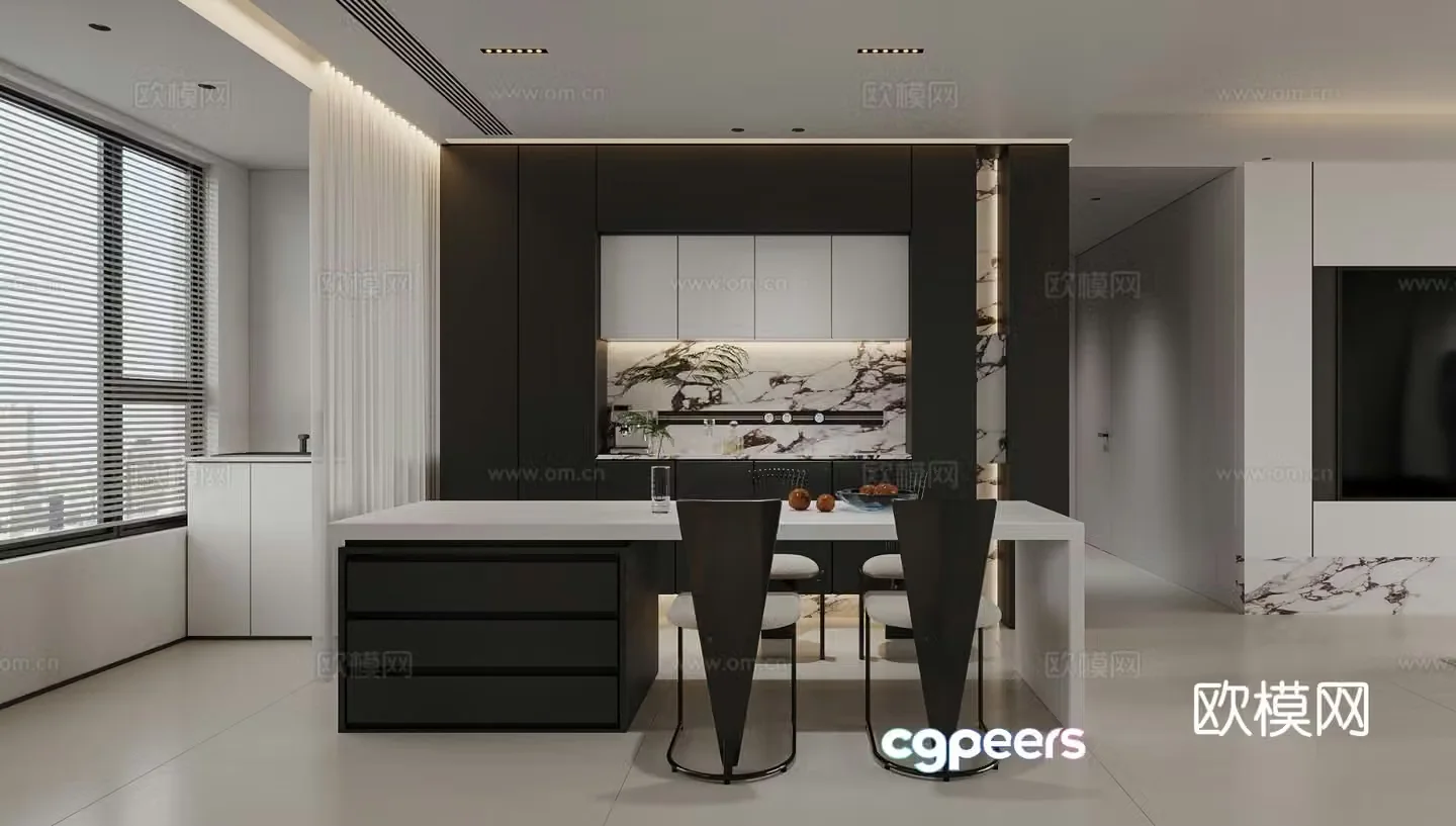Modern island restaurant 3d model