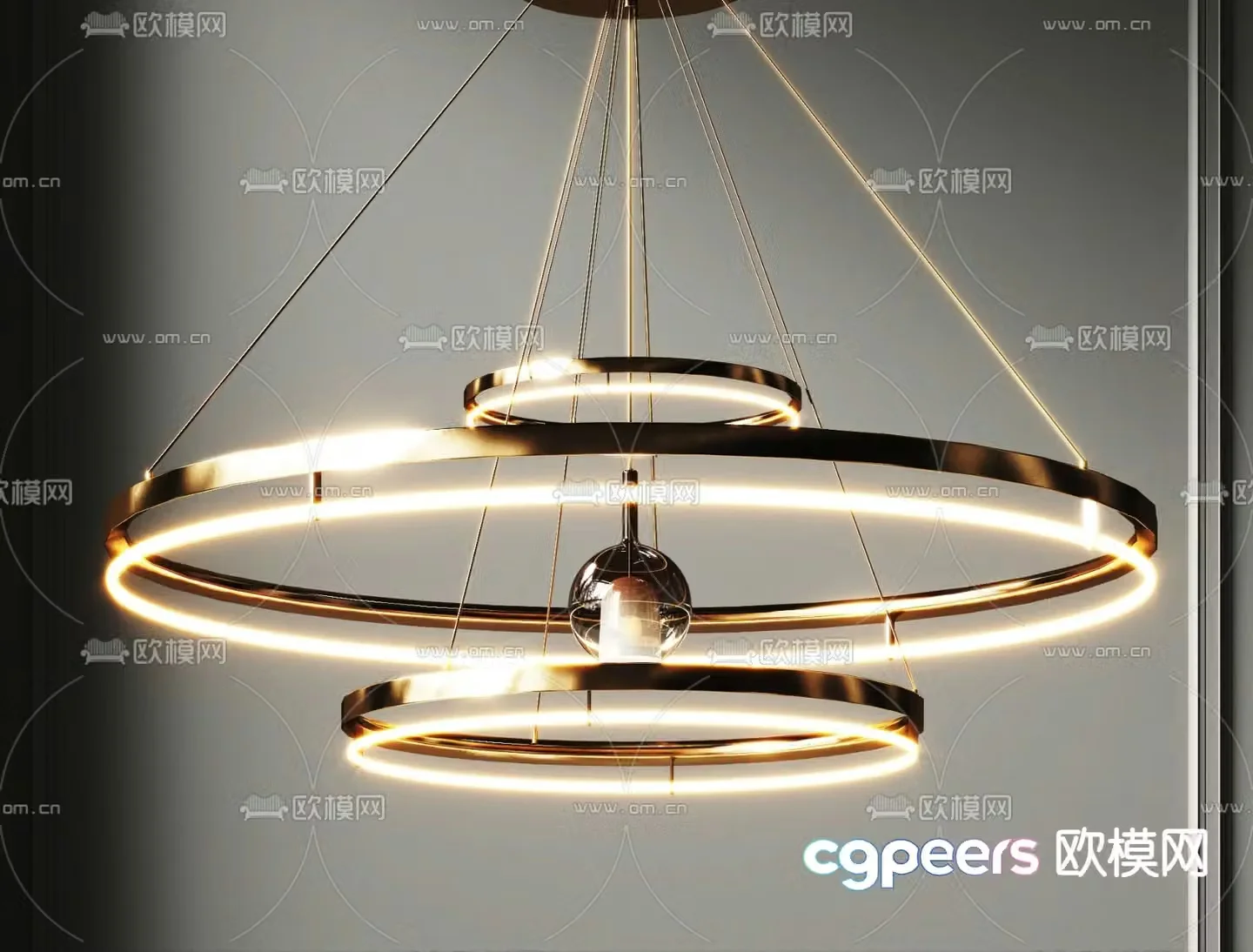 Light luxury chandelier ring chandelier 3d model