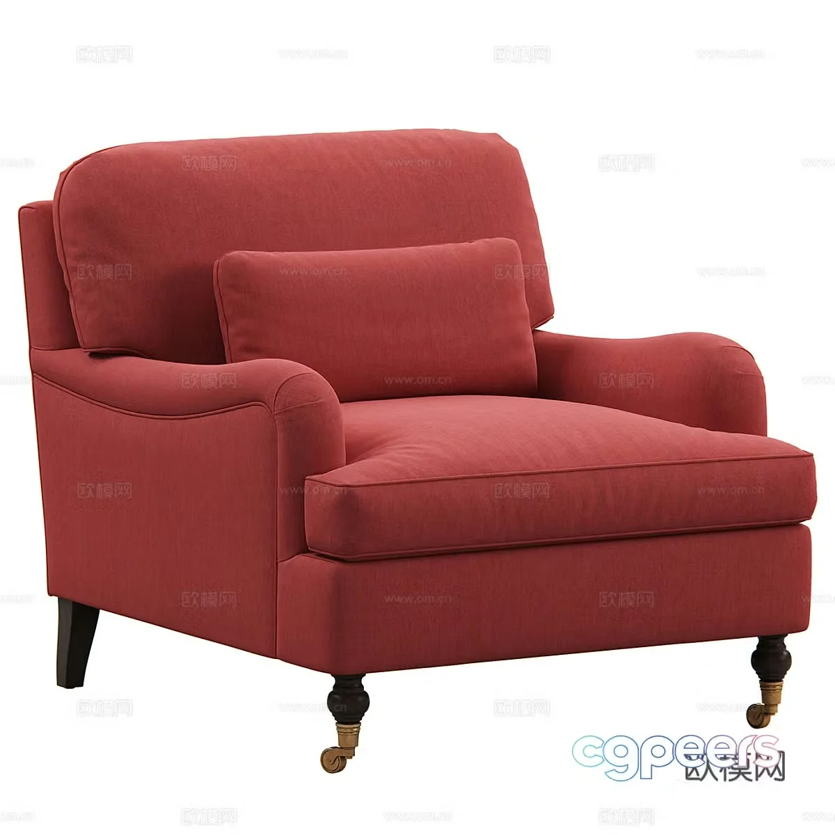 American simple red fabric armchair 3d model