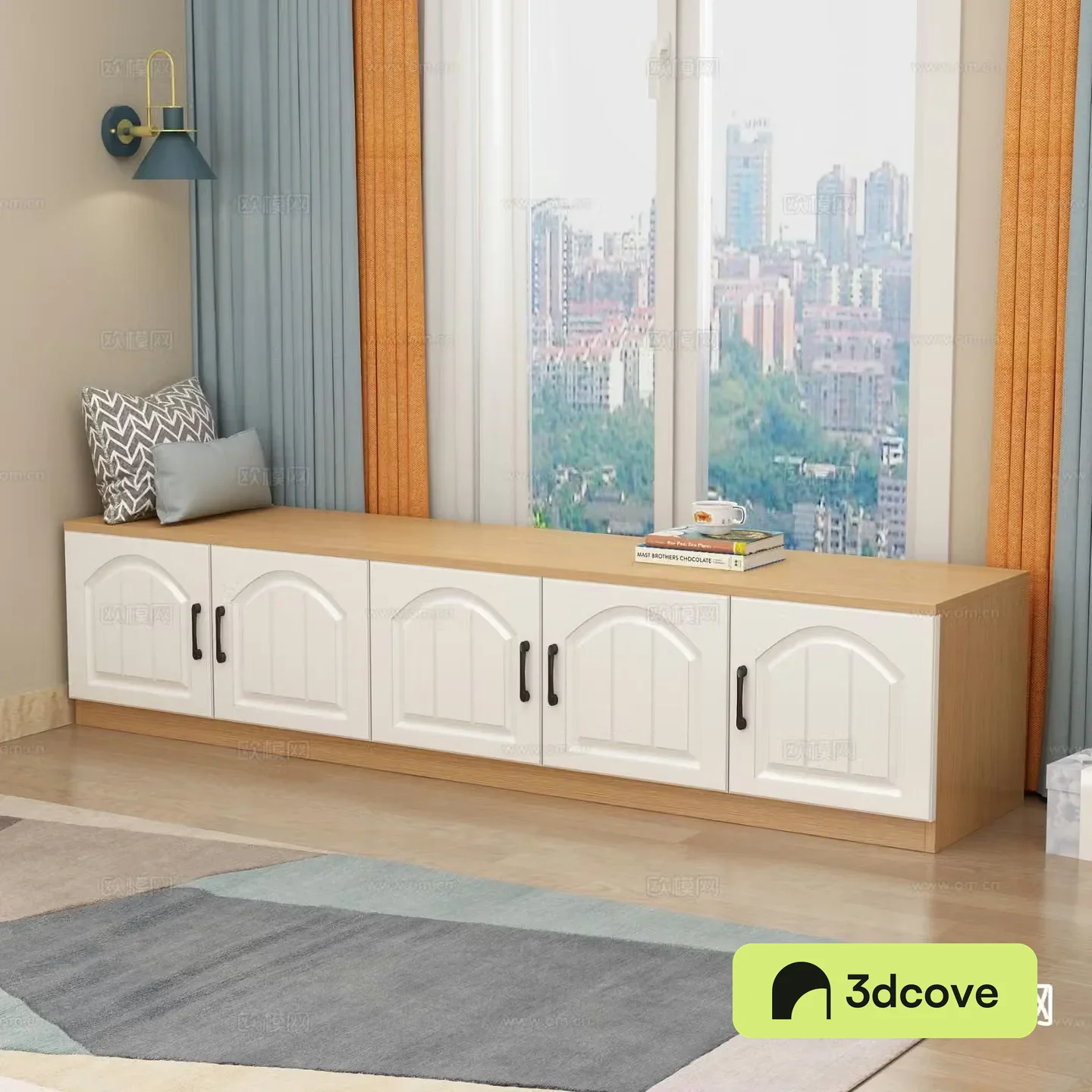 Modern bay window cabinet locker