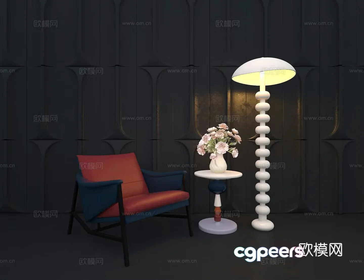 3D model of leather sofa