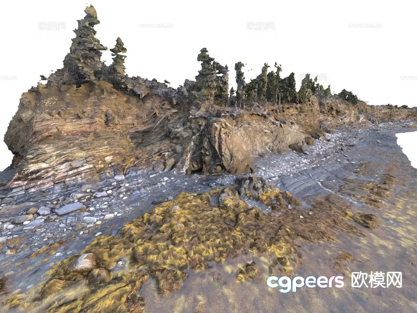 beach rocks terrain 3d model