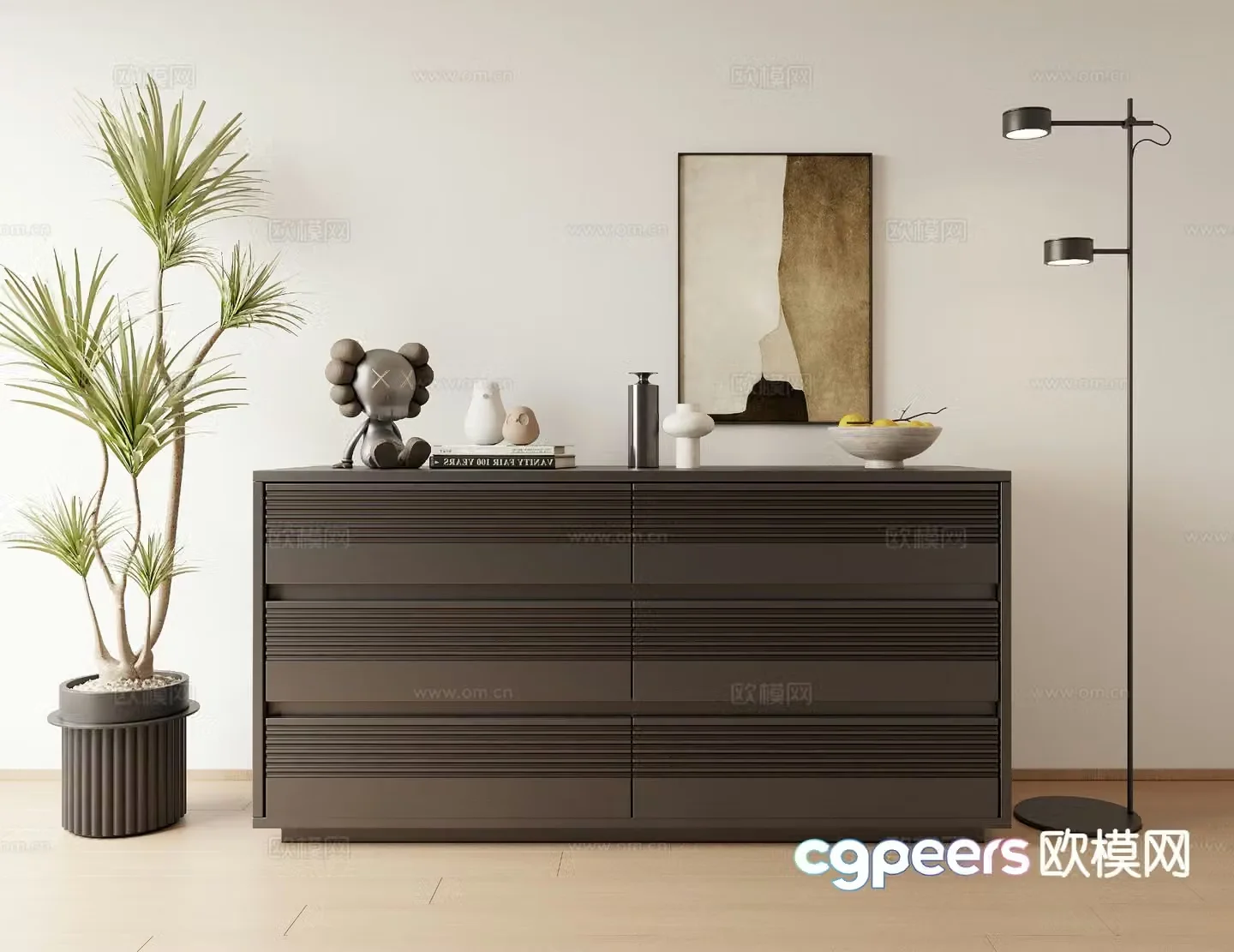 Modern side cabinet entrance cabinet 3d model