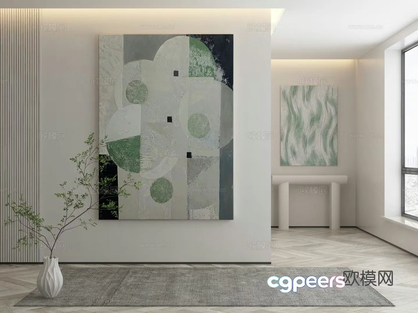 Modern Wasabi Hanging Painting Oil Painting 3D Model