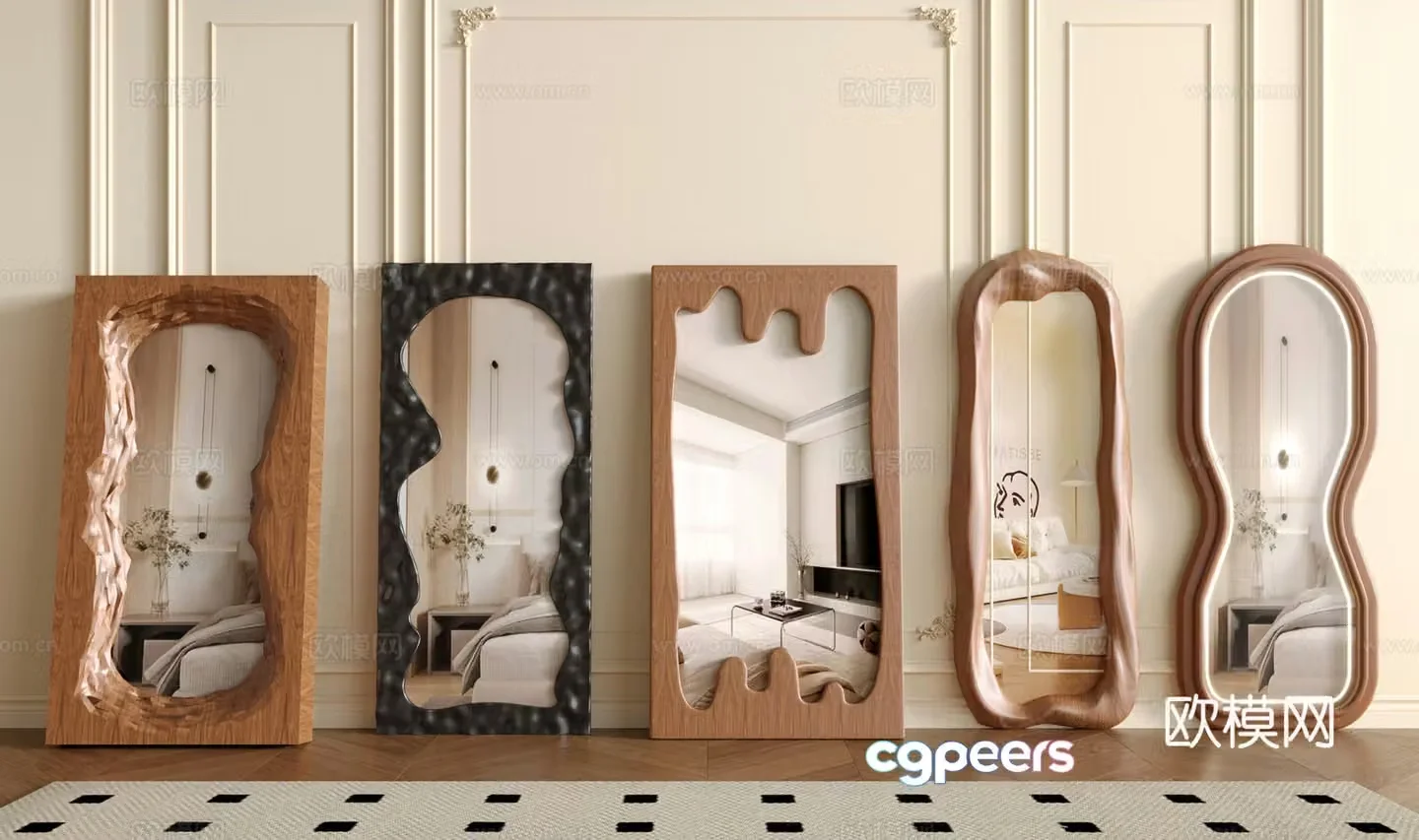 French medieval full-body mirror floor-standing mirror dressing mirror fitting mirror special mirror 3D model