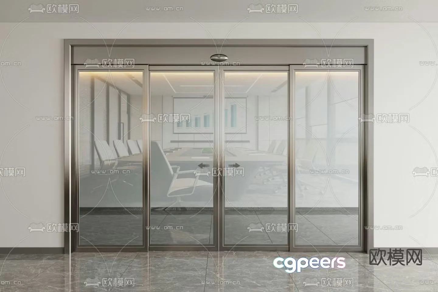 Modern electric doors Induction doors Glass doors 3D model