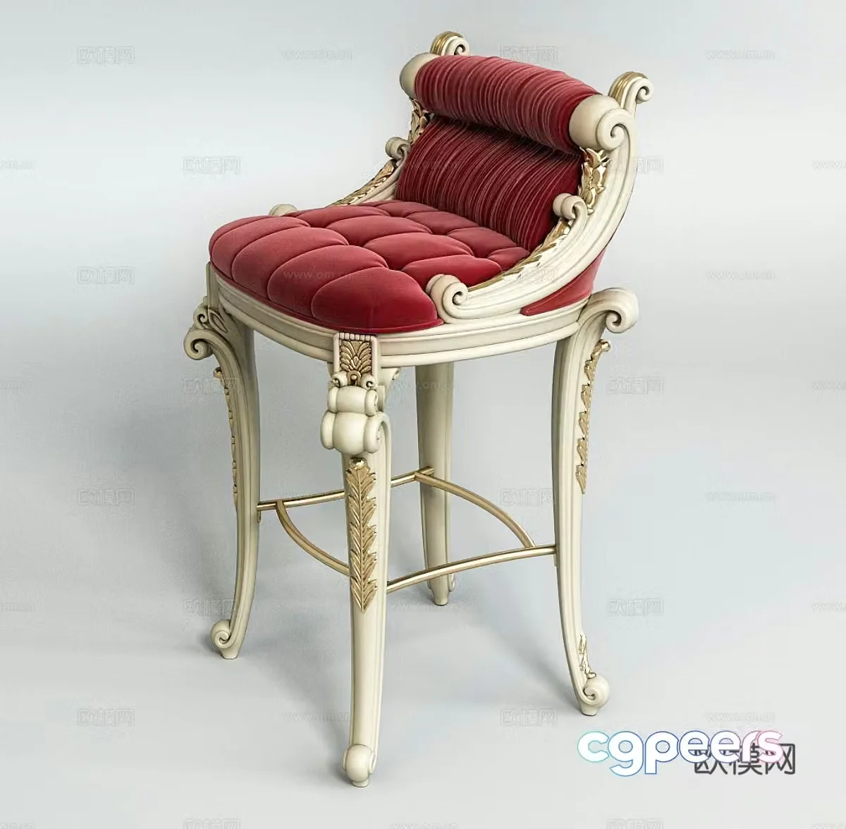 American style bar chair European style bar chair Simple European style bar chair Fabric bar chair Bar stool 3D model
