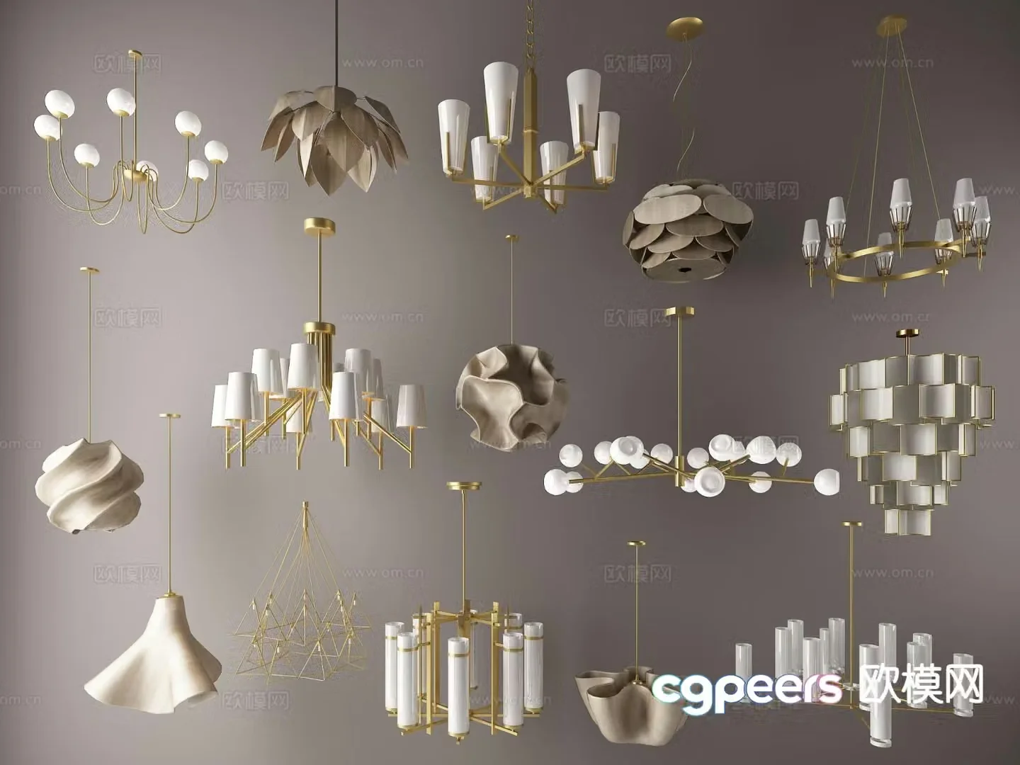 Light luxury chandelier art lamp glass lamp 3d model