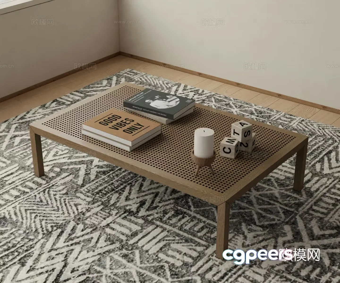Modern coffee table rectangular coffee table 3d model