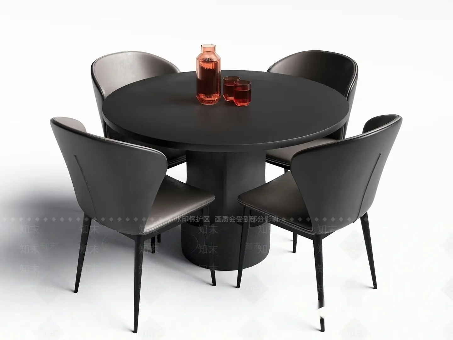 A Modern Dining Table And Chairs 3D Model – 17697 – VRAY Render