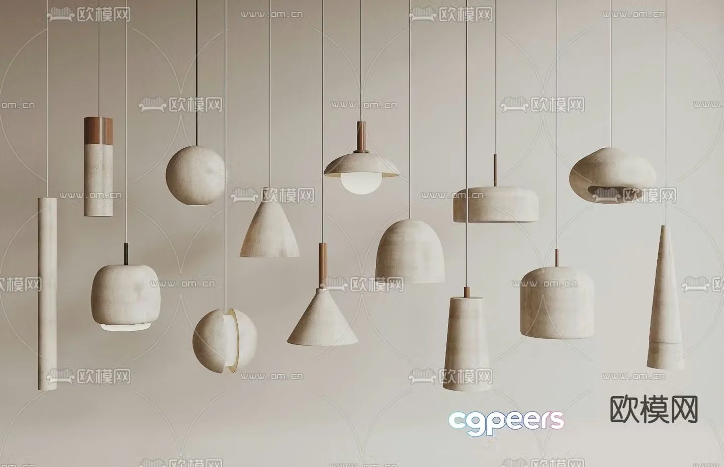 Wabi-sabi small chandelier 3d model