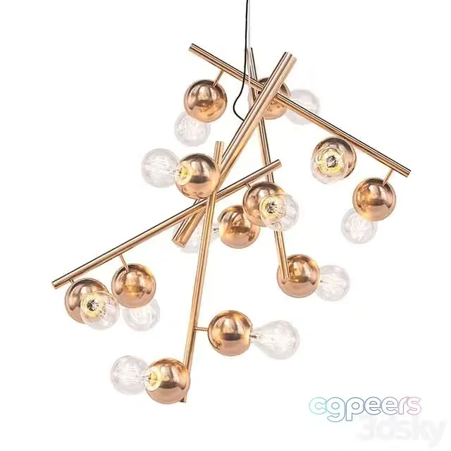 3ds Max Free – Modern Chandelier in a Brass Burnished Finish, Galaxy Collection, by Brand Van