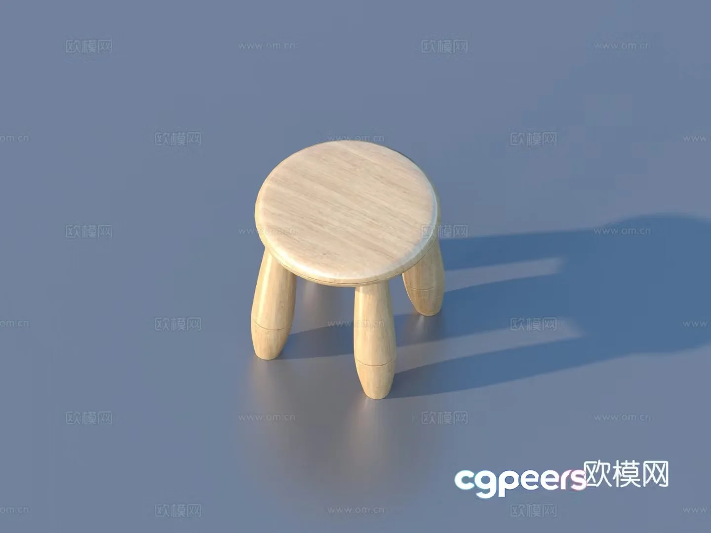 Stool Solid Wood Stool 3D Model