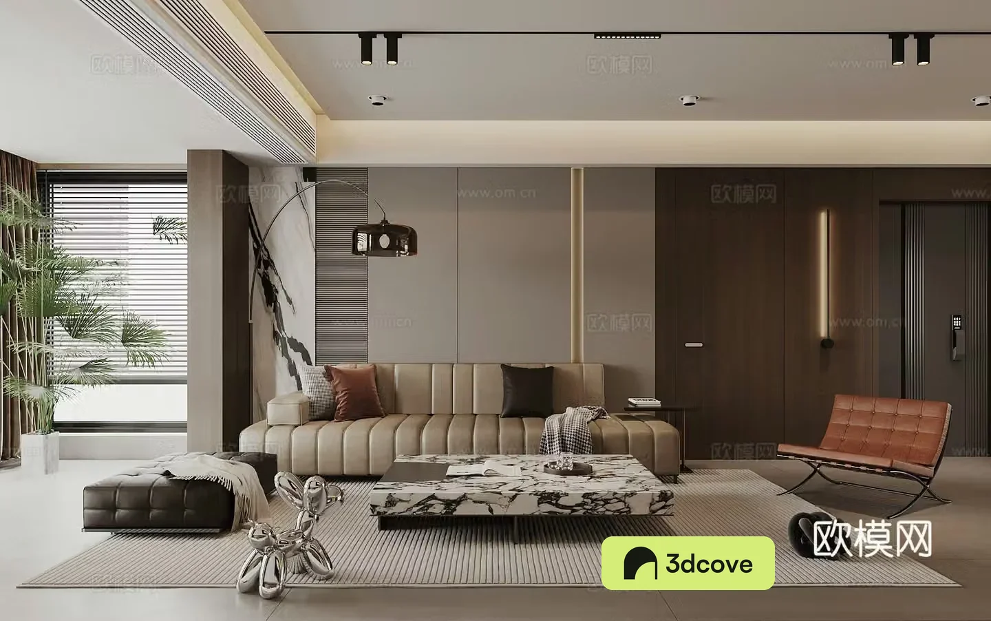 Modern living room light luxury living room Italian living room sofa coffee table combination leather multi-person sofa