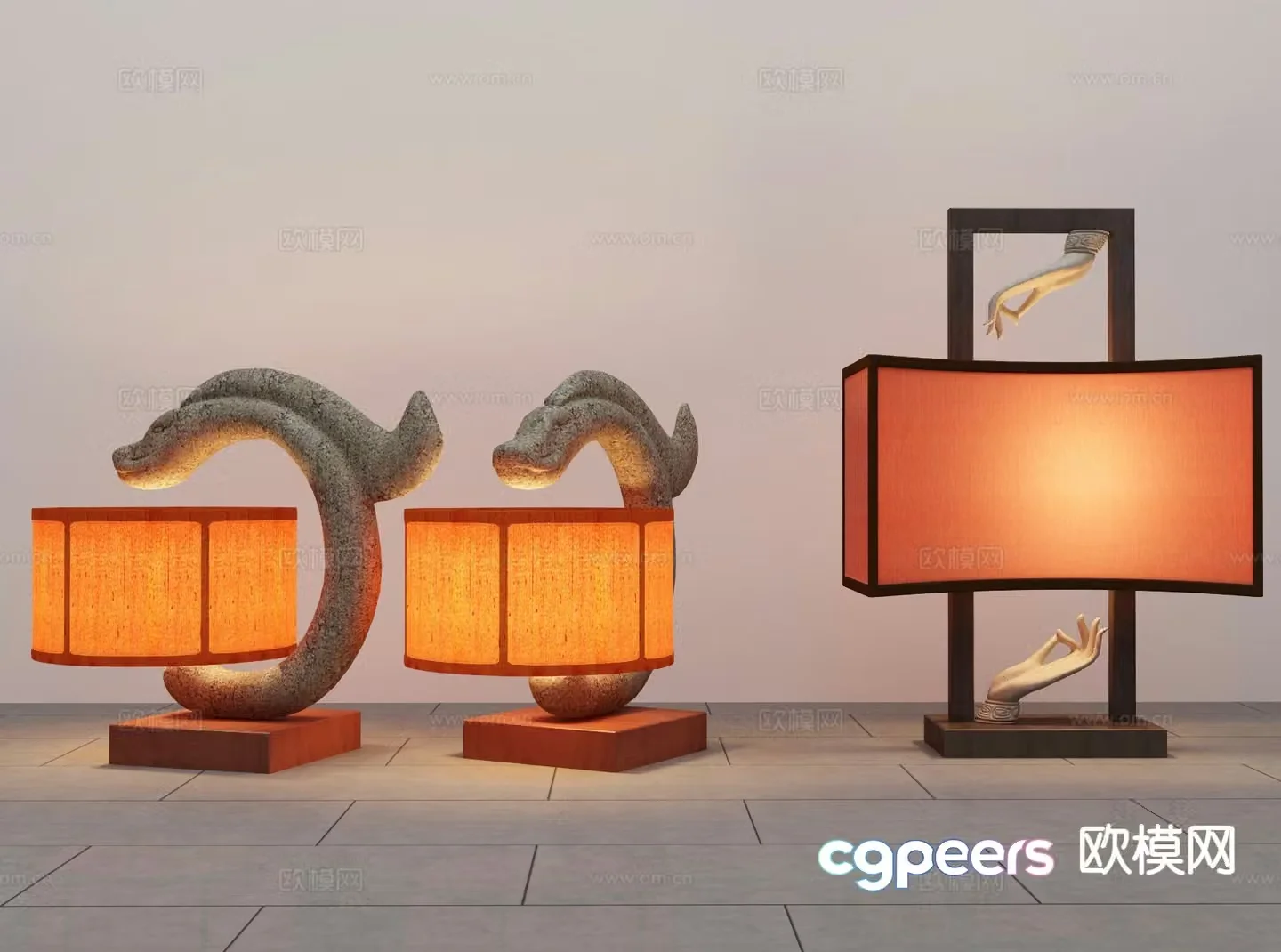 New Chinese style desk lamp dragon seat desk lamp 3d model