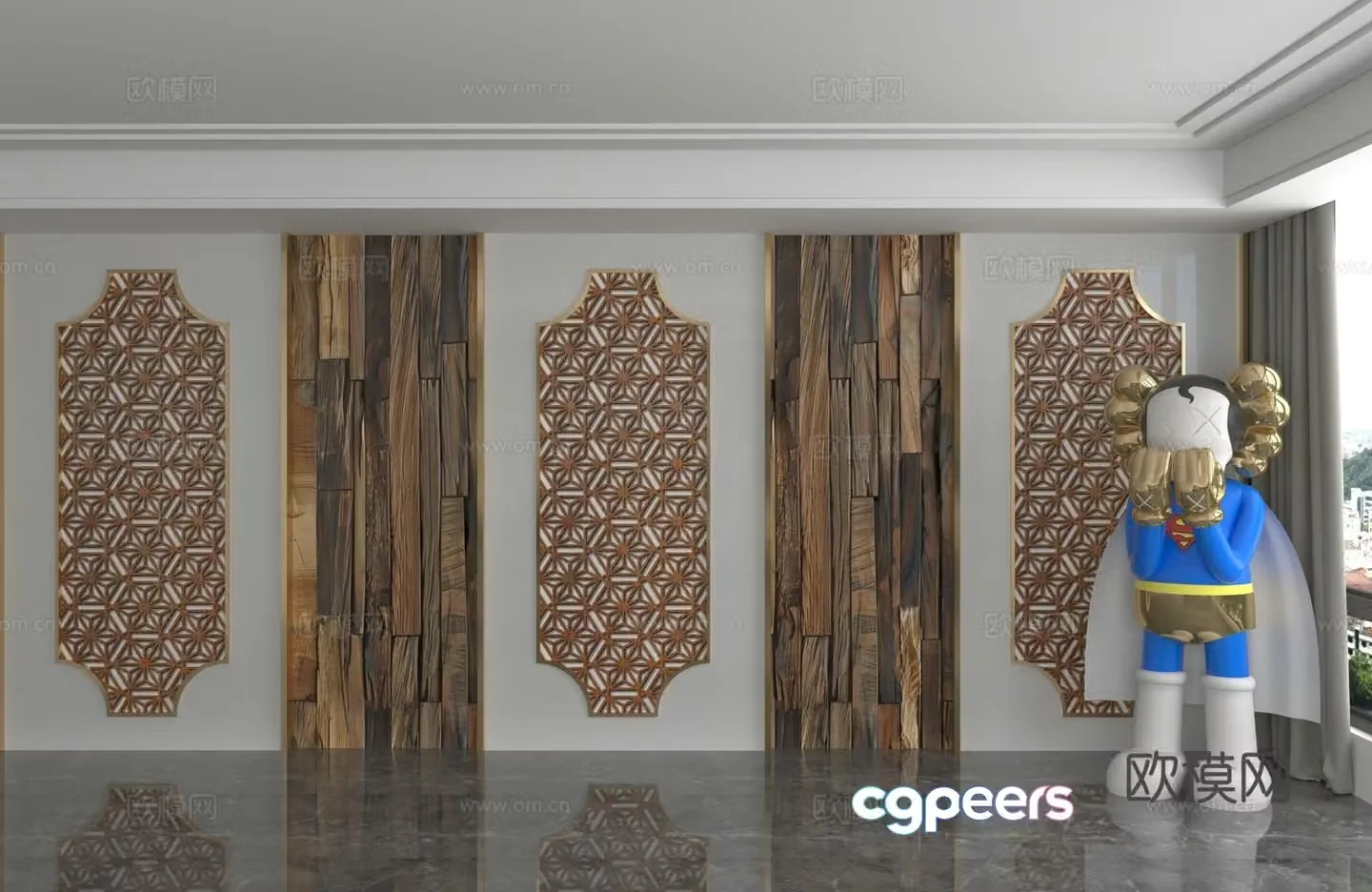 Modern background wall 3d model