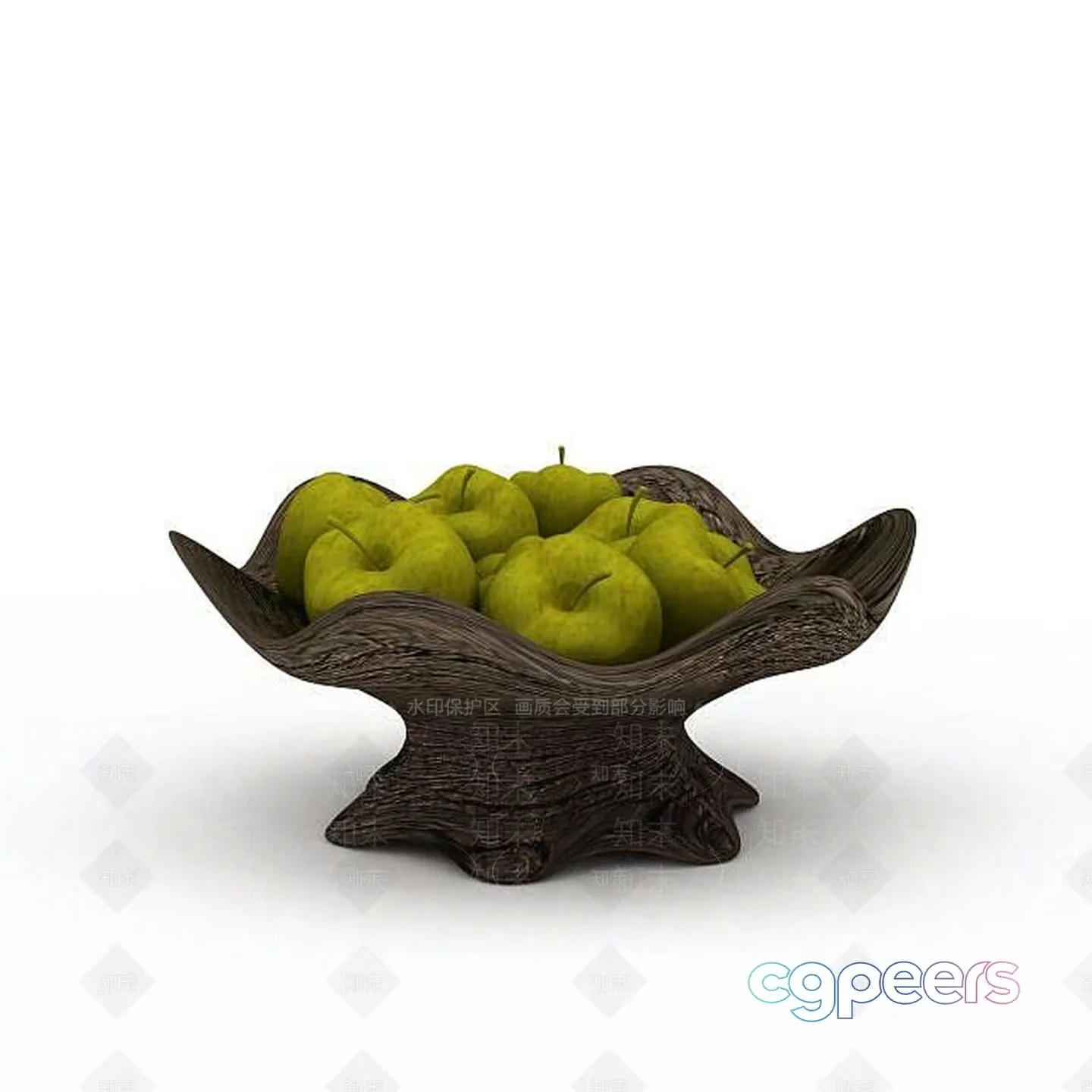 A Wooden Bowl Filled With Apples 3D Model – 14736 – VRAY Render
