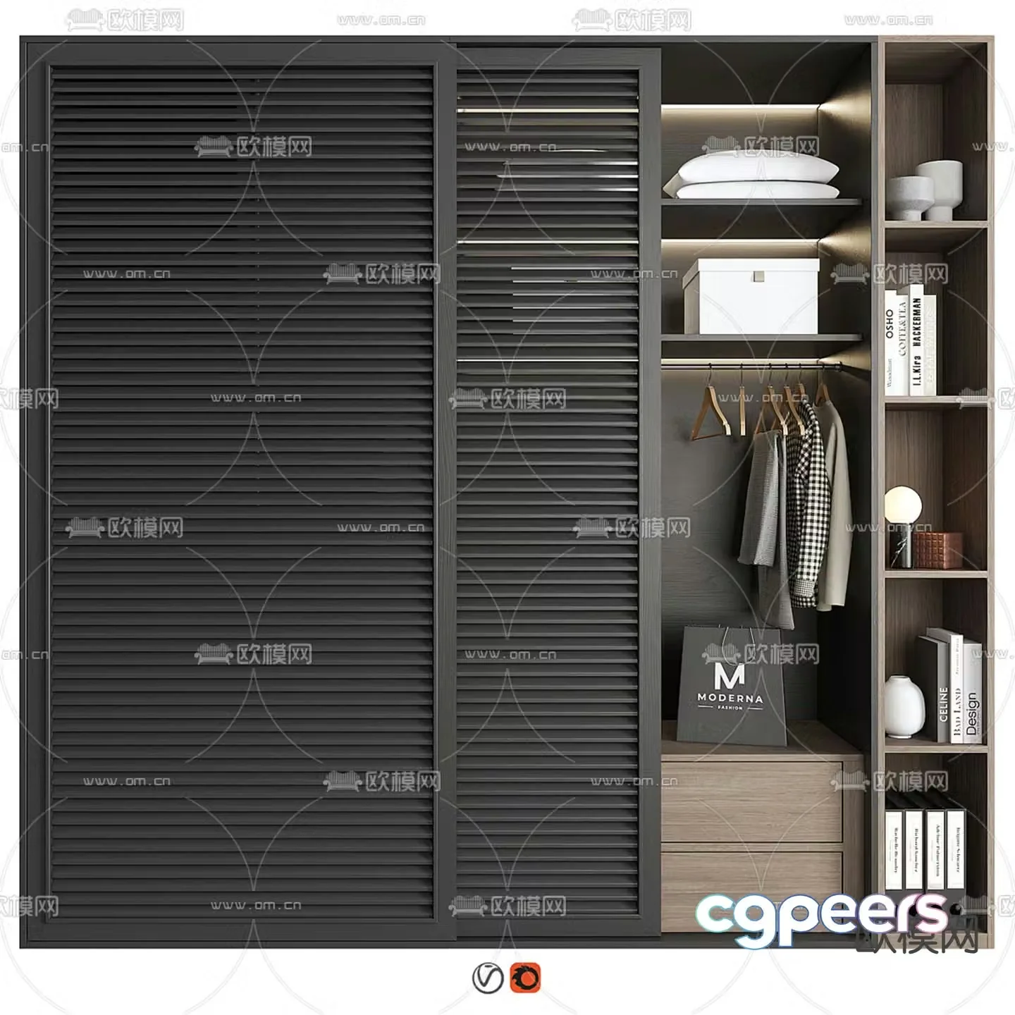 Furniture modern wardrobe solid wood wardrobe 3d model