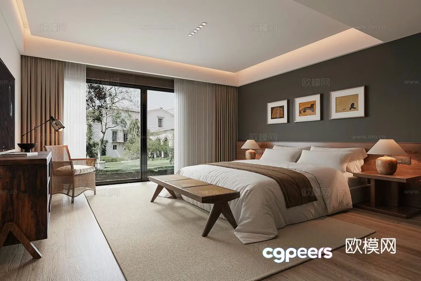 Medieval style bedroom master bedroom bed and breakfast guest room 3d model