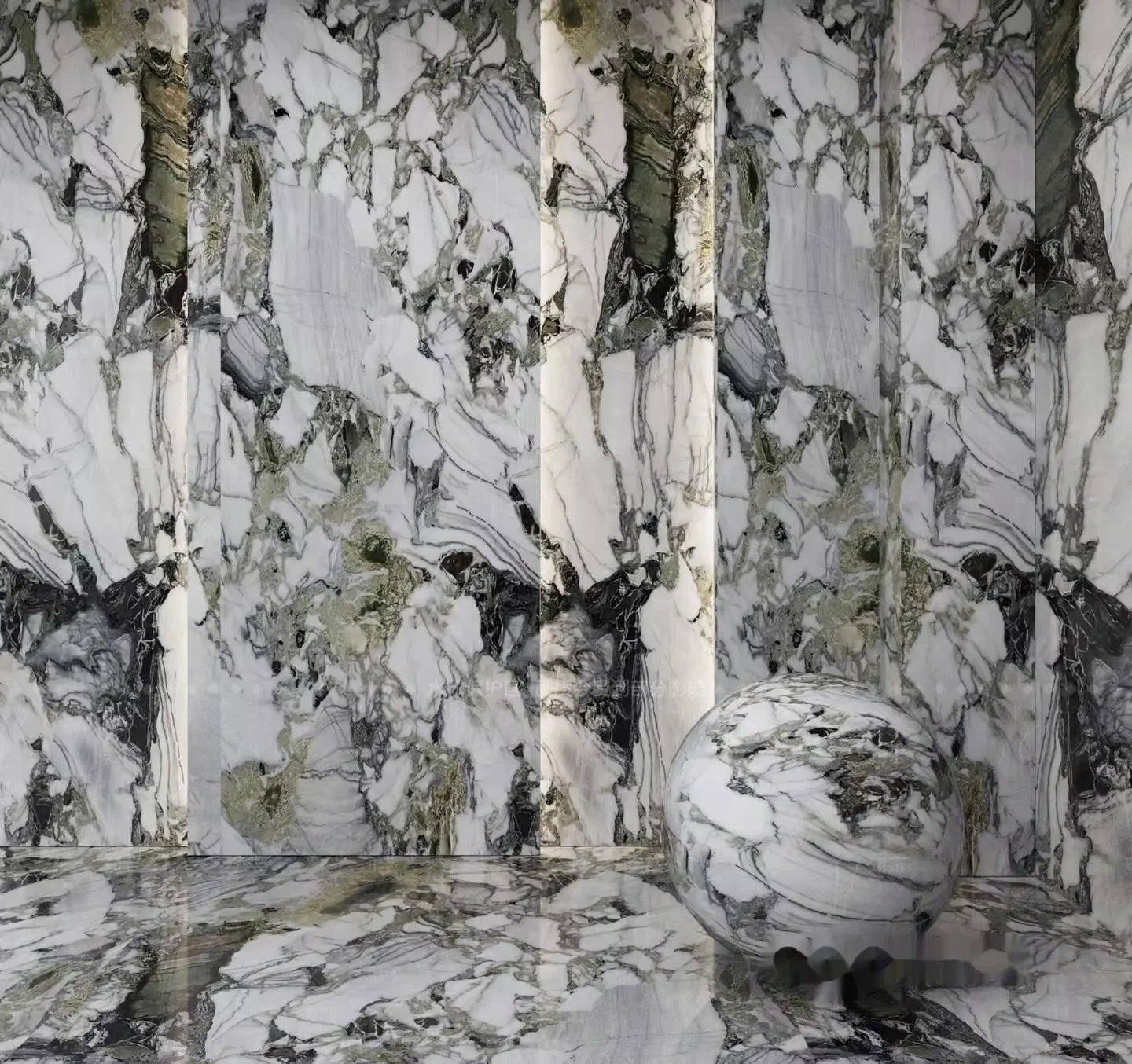Marble Wall With Sphere 3D Model – 19460 – CORONA Render