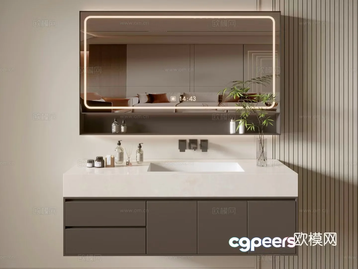 Modern bathroom cabinet bathroom basin bathroom ornaments mirror cabinet sink 3d model