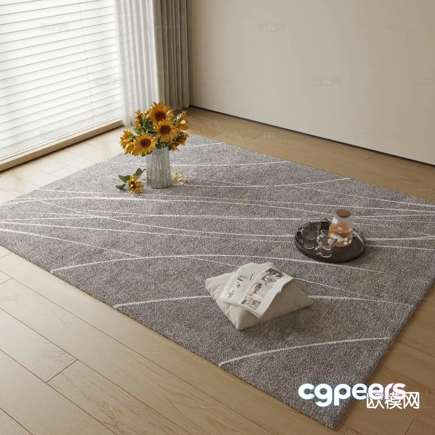 Modern carpet square rug 3d model