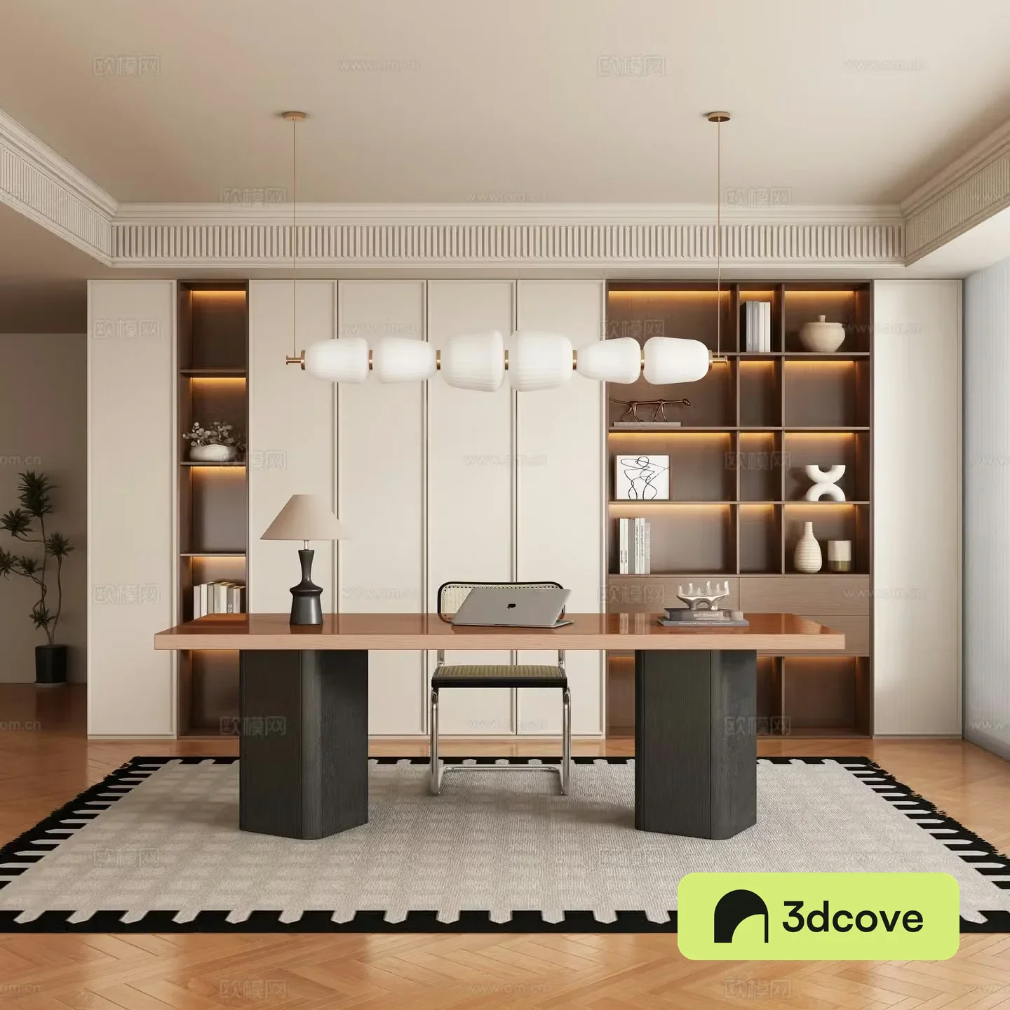 Modern medieval style study room