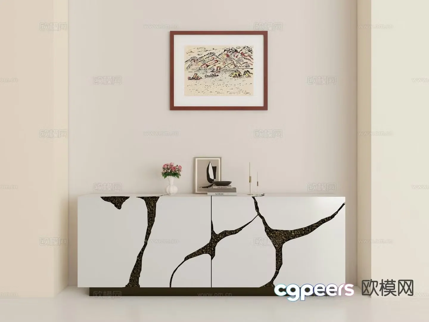 Modern side cabinet entrance cabinet 3d model