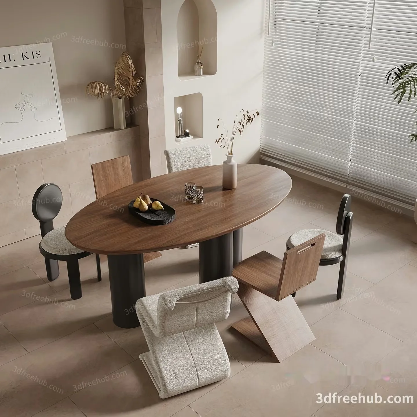 Modern Dining Room 3D Model – 23488 – VRAY Render