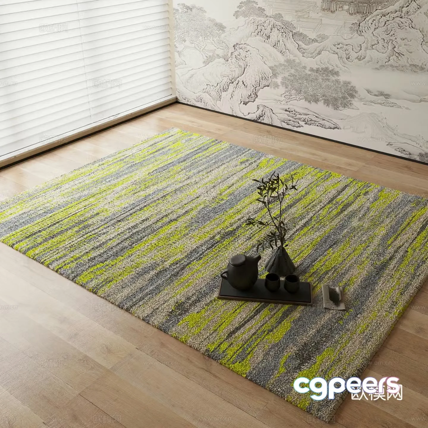 New Chinese carpet Striped carpet 3d model