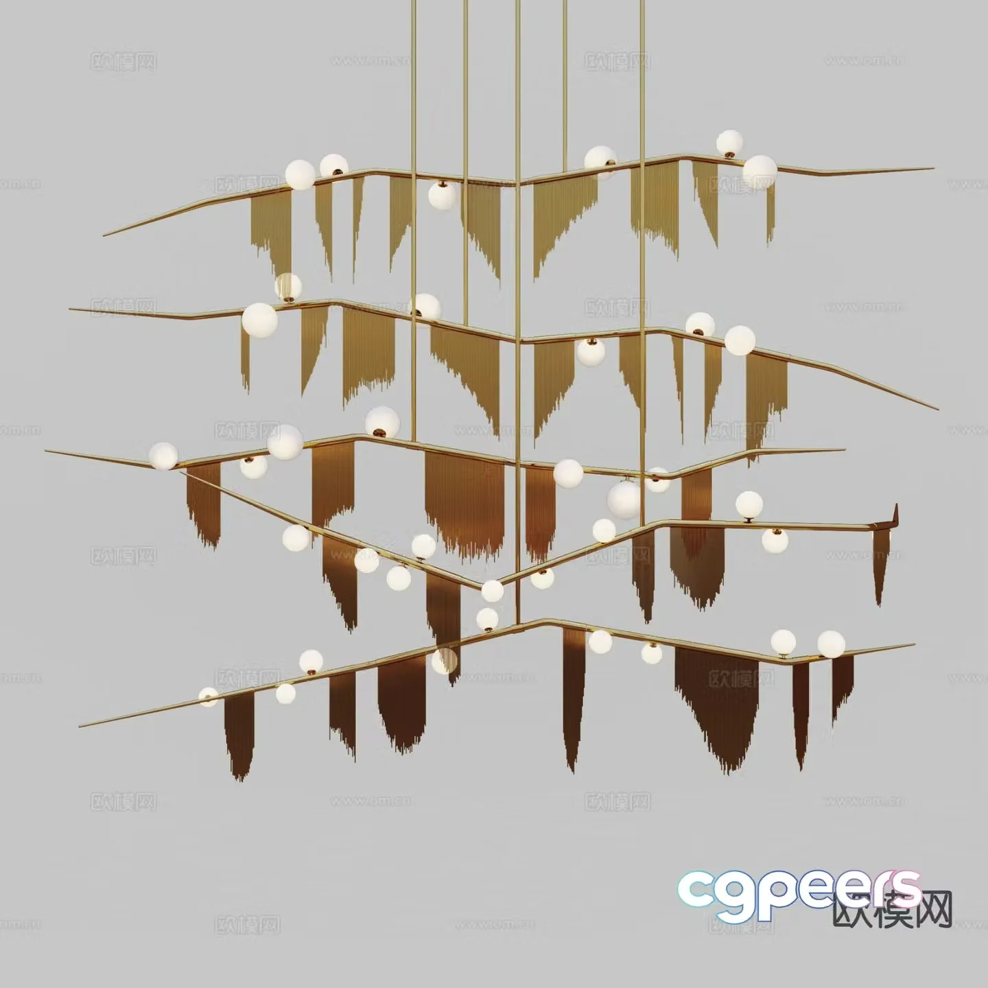 Modern metal chandelier 3d model