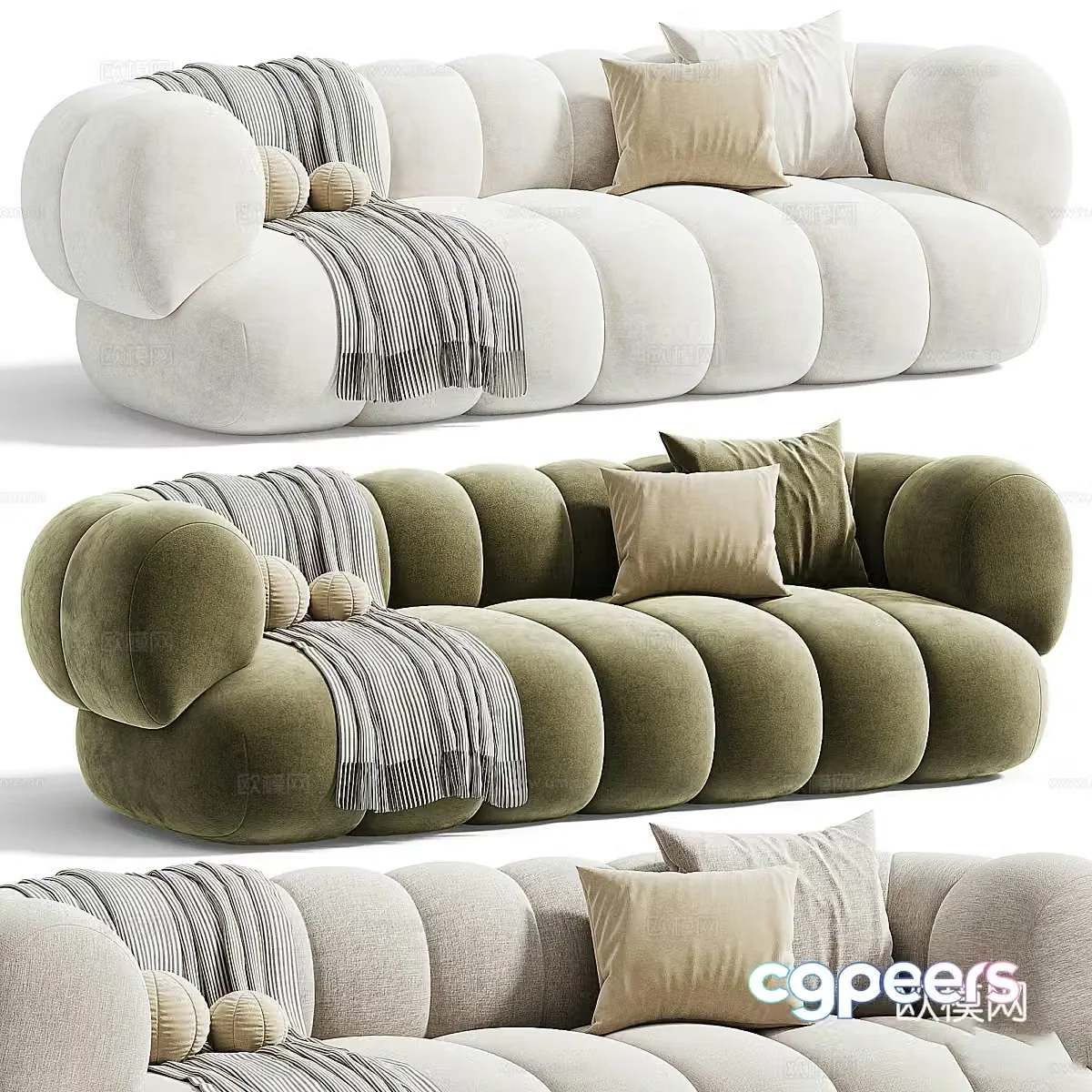 Modern Italian Intermede three-person sofa 3d model