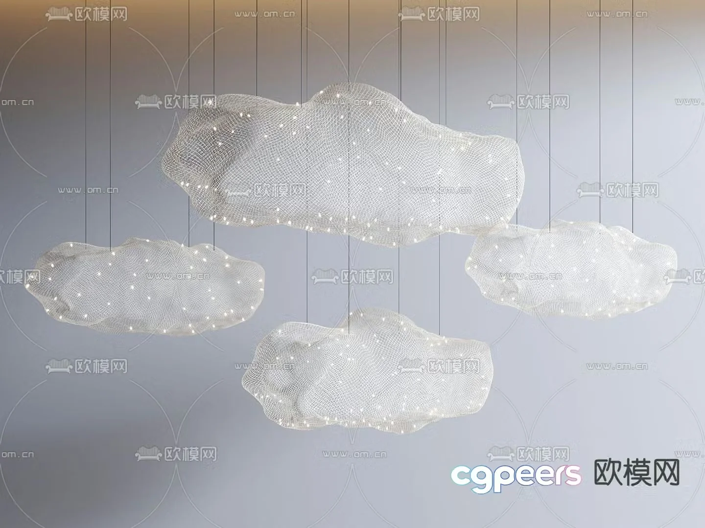 Cloud chandelier art chandelier hotel chandelier 3d model